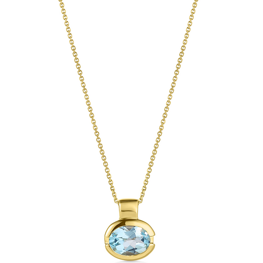 14ct Yellow Gold Blue Topaz Pendant