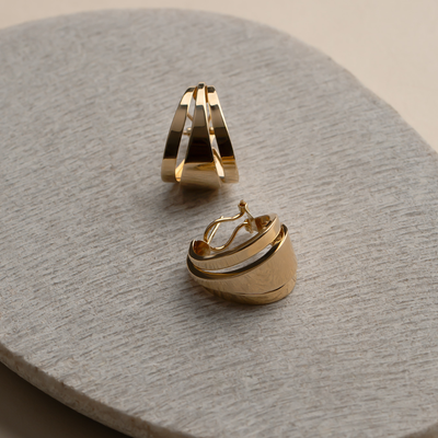 14ct Gold Wide Hoop Earrings