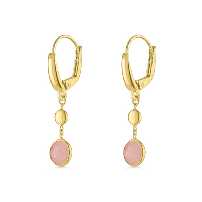 14ct Yellow Gold Pink Opal Drop Earrings