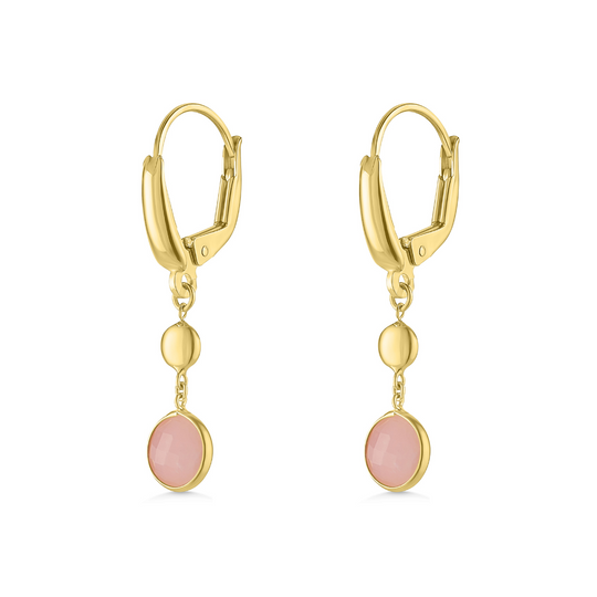 14ct Yellow Gold Pink Opal Drop Earrings