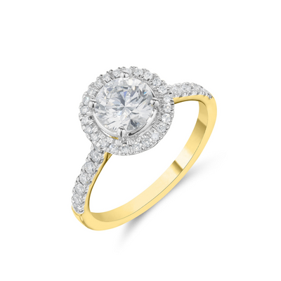 18ct Yellow Gold Diamond Halo Ring