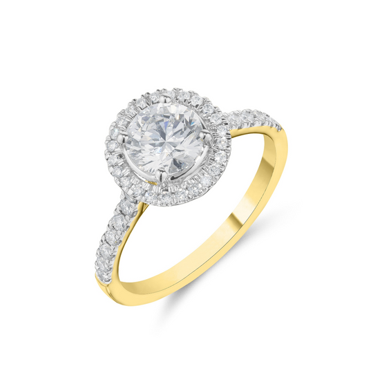 18ct Yellow Gold Diamond Halo Ring