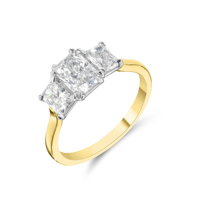 18ct Yellow Gold Three Stone Radiant Cut Ring