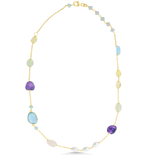 9ct Yellow Gold Multi Gemstone Necklace
