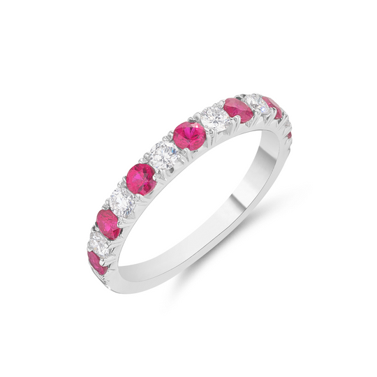 18ct White Gold Pavé Set Ruby & Diamond Ring