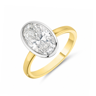 Oval cut bezel soltaire ring