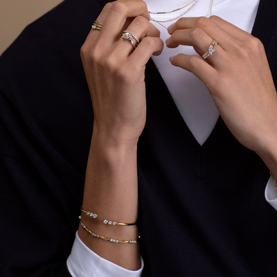 18ct Gold Bezel Set Diamond Bangle