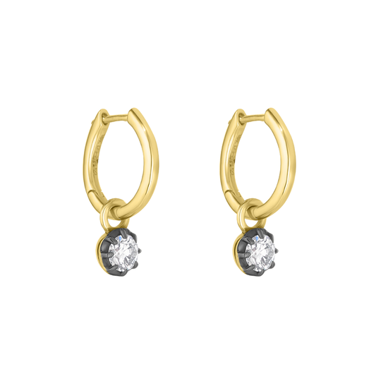 18ct Gold Black Rhodium Diamond Hoops
