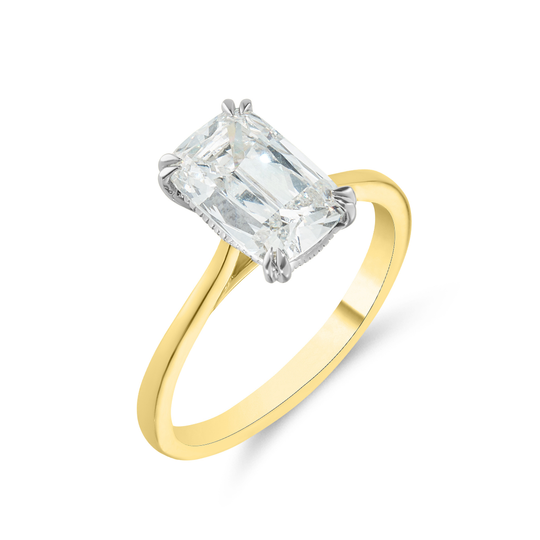 18ct Gold Elongated Cushion Cut Solitaire Ring