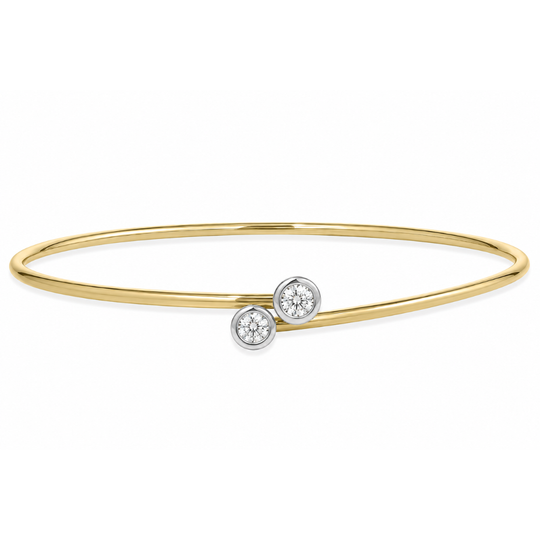 18ct Gold Two Tone Bezel Set Diamond Bangle