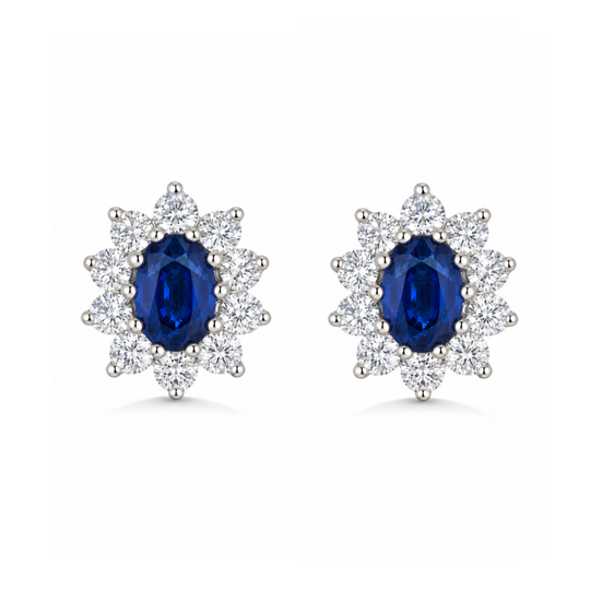 18ct Sapphire & Diamond Halo Studs