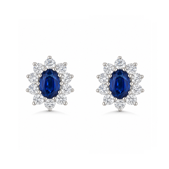 18ct Sapphire & Diamond Halo Studs