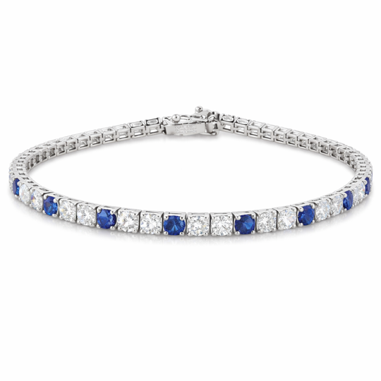 18ct White Gold Diamond & Sapphire Tennis Bracelet