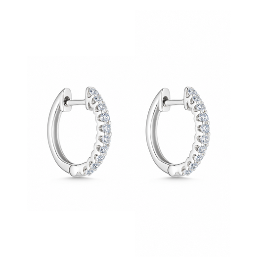 18ct White Gold 0.15ct Diamond Hoop Earrings