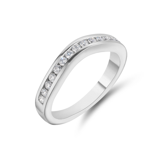 18ct White Gold Curved Diamond Band
