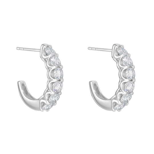 18ct White Gold Diamond Hoops