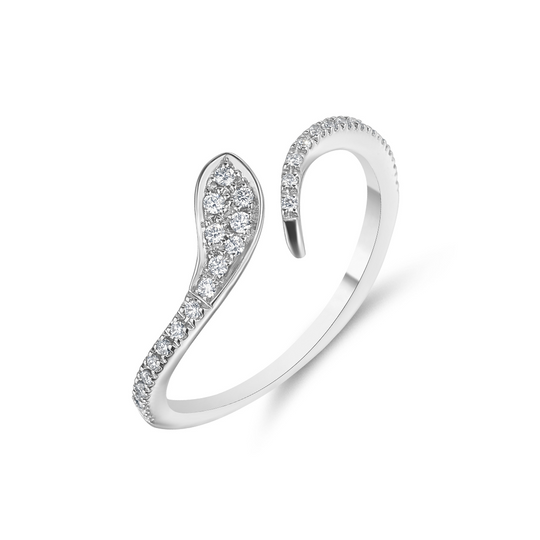 18ct White Gold Diamond Snake Ring