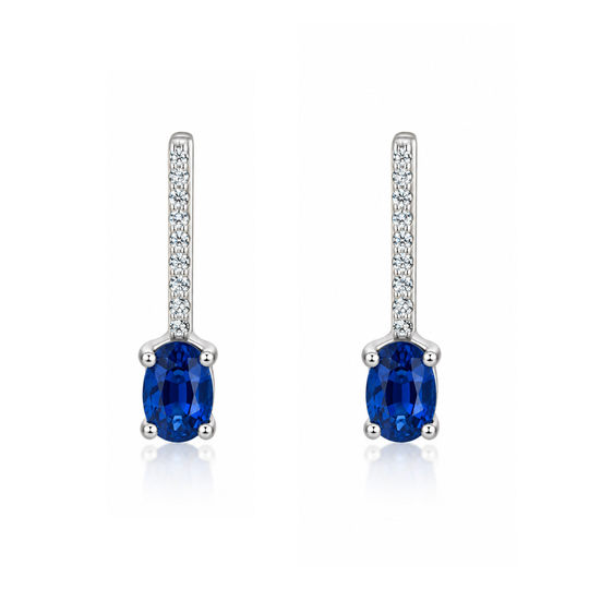 18ct White Gold Diamond & Sapphire Drop Earrings