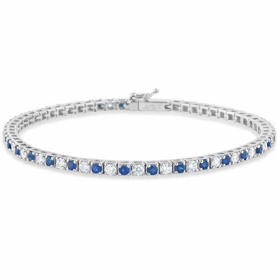 18ct White Gold Diamond & Sapphire Tennis Bracelet