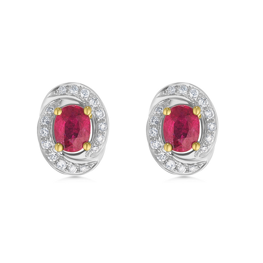18ct White Gold Ruby & Diamond Studs