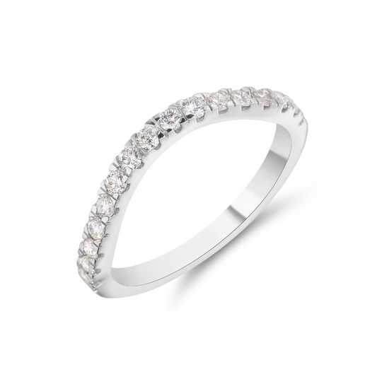 18ct White Gold Slim Curved Diamond Band