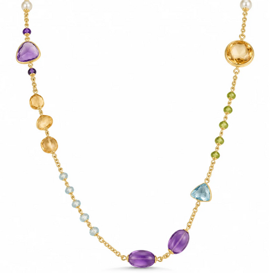 18ct Yellow Gold Multi Gemstone Maxi Necklace