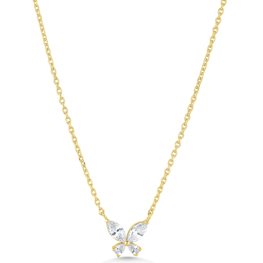 Gold CZ Butterfly Pendant