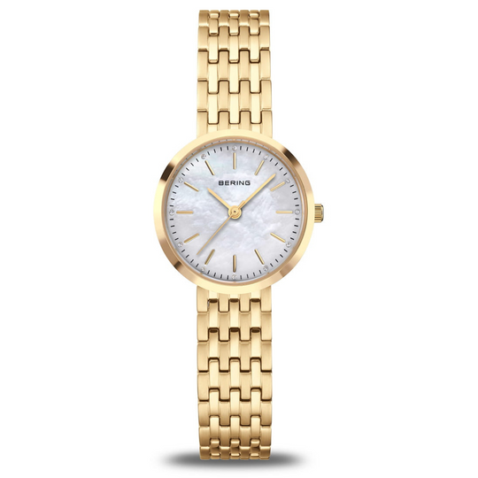 Ladies' Bering Titanium Mother of Pearl Polished Gold Watch