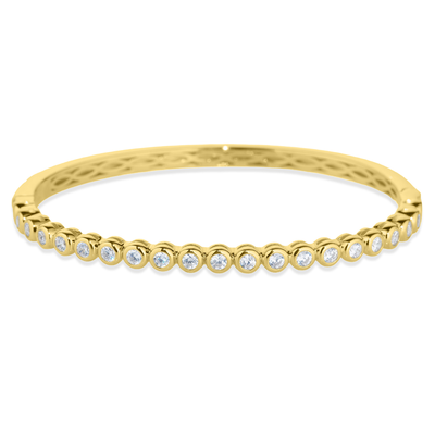 Gold Bezel CZ Bangle