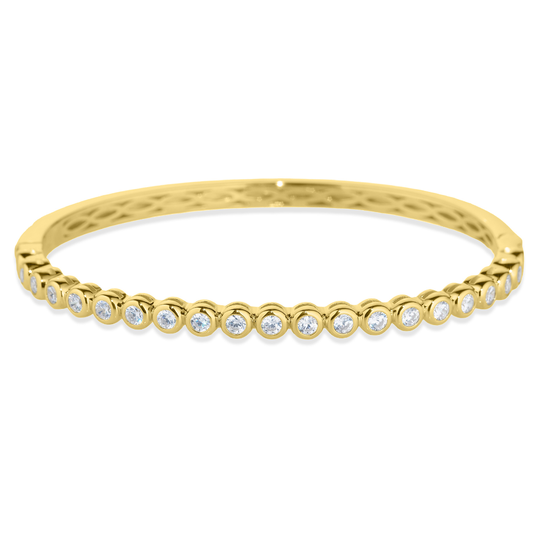 Gold Bezel CZ Bangle
