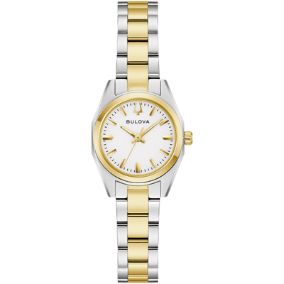 Bulova ladies two tone watch on white background