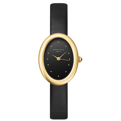Rosefield Oval Black Gold Watch