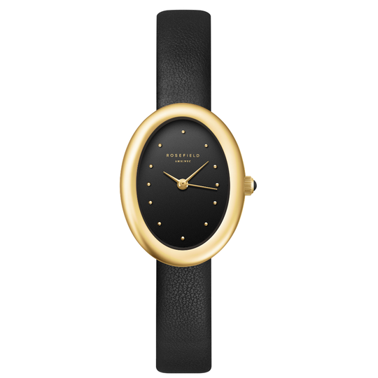 Rosefield Oval Black Gold Watch