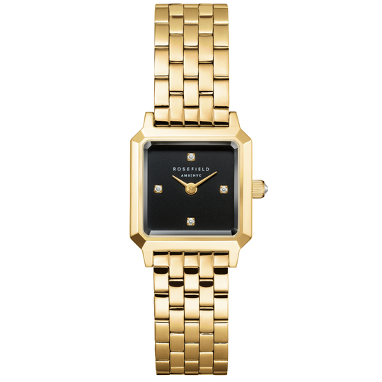 Rosefield Boxelle Black Crystals Watch