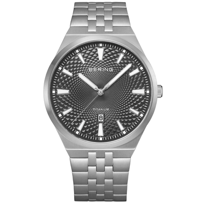 Gent's Bering Titanium Brushed Grey Watch 