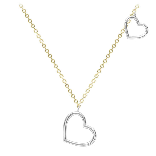 9ct Two Tone Double Heart Pendant