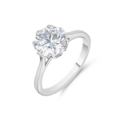 Eight Claw Round Brilliant Cut Solitaire Ring