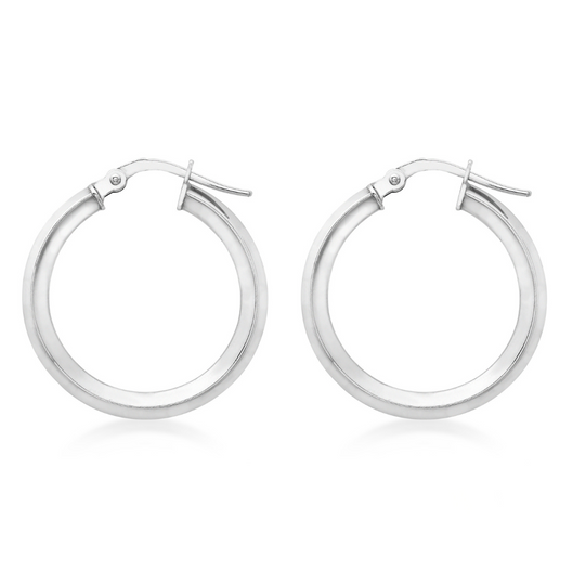 9ct White Gold Knife Edge Hoops