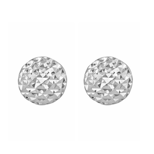 9ct White Gold Diamond Cut Stud Earrings