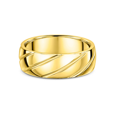 9ct Yellow Gold 6mm Pattern Band