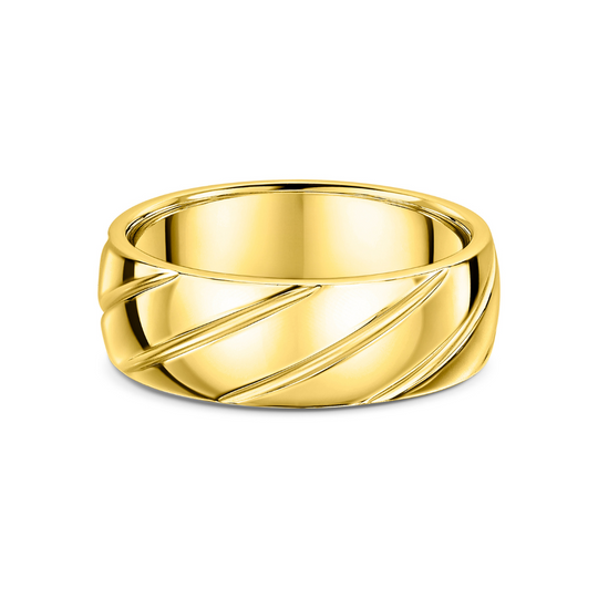 9ct Yellow Gold 6mm Pattern Band