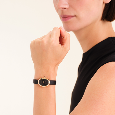 Rosefield Oval Black Gold Watch