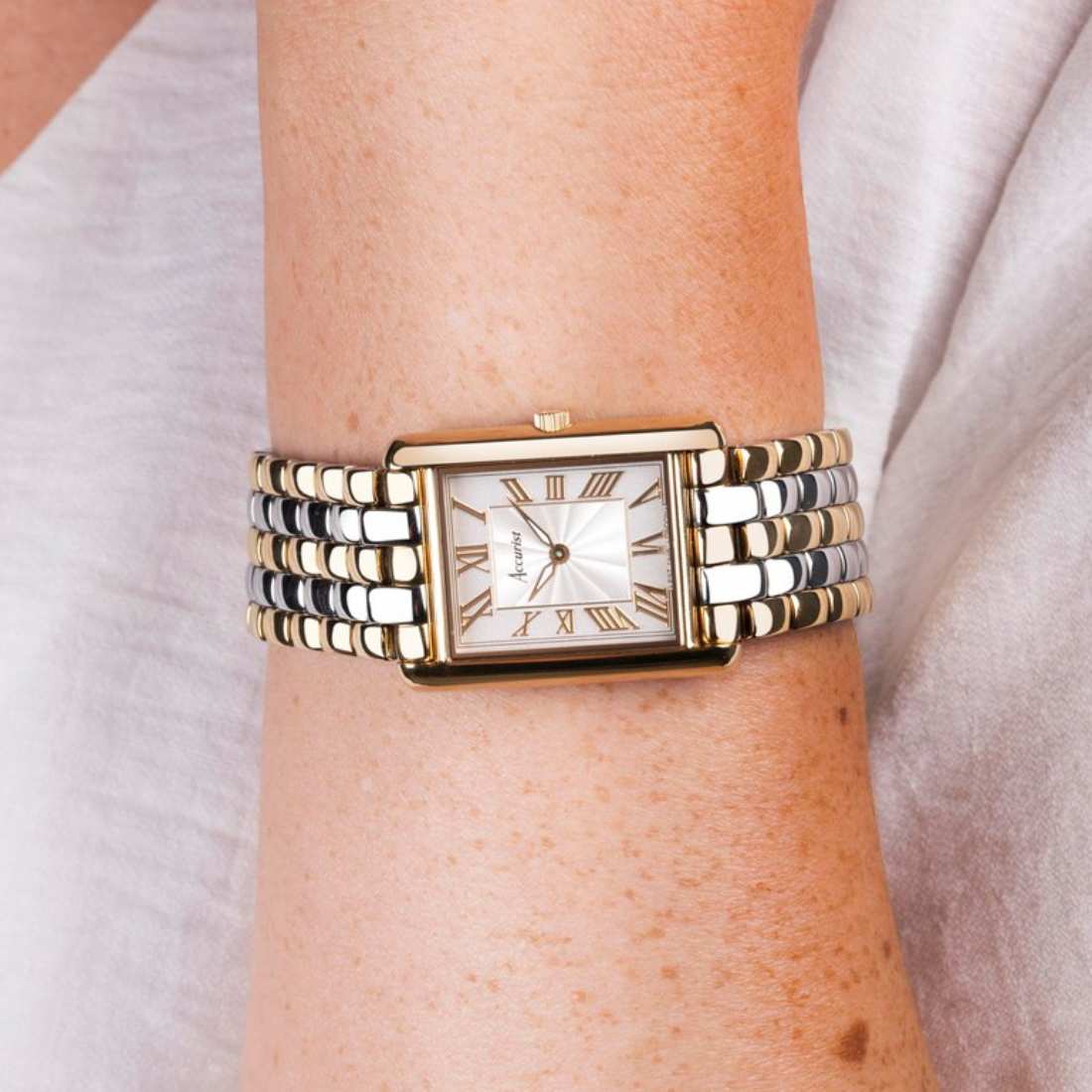 Accurist Women's Two Tone Rectangle Watch | Gold Rectangle Watch - Ryan ...