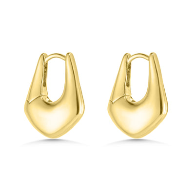 Pair of gold hoop earrings on a white background