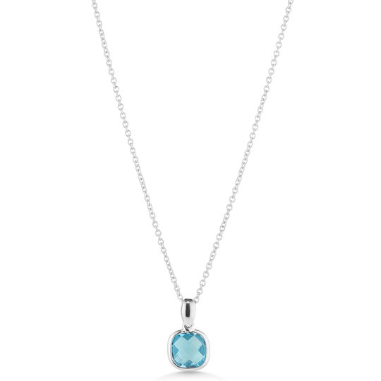 9ct White Gold Blue Topaz Pendant