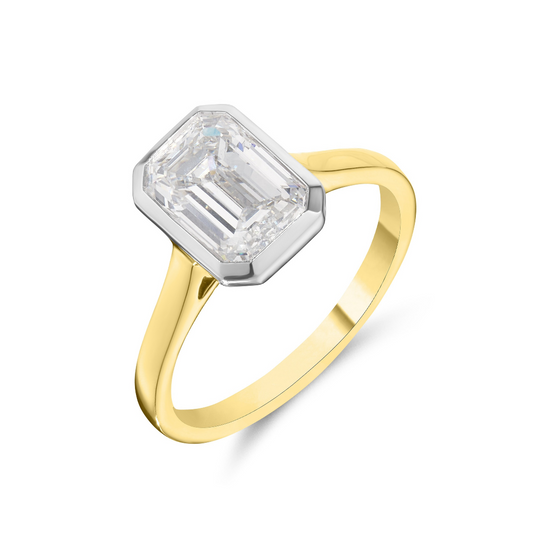 9ct Gold 2.07ct Bezel Set Emerald Solitaire Ring