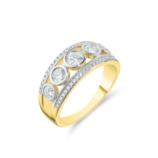 9ct Gold Diamond Multi Row Ring