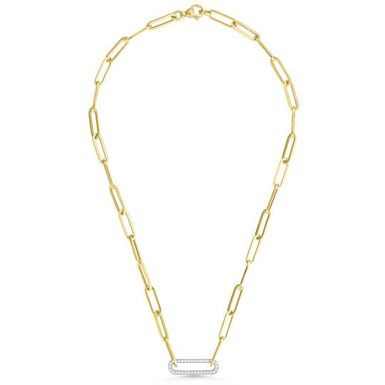 9ct Gold Diamond Paperclip Link Necklace
