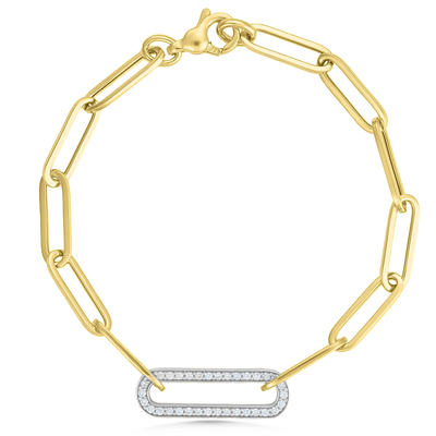9ct Yellow Gold Diamond Paperclip Link Bracelet