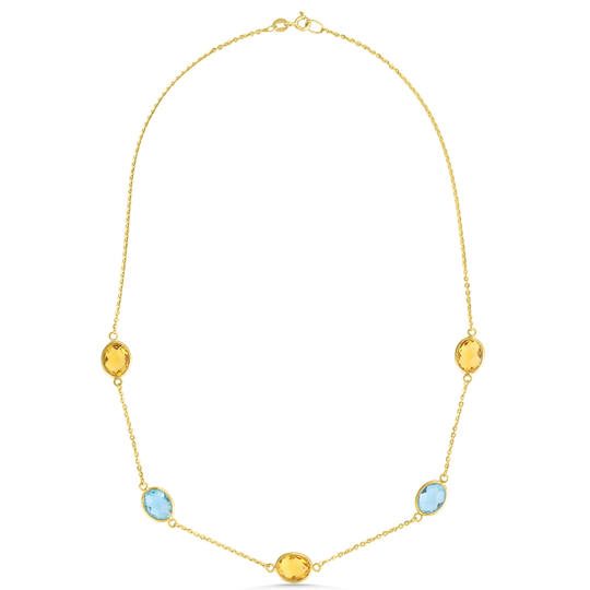 9ct Yellow Gold Citrine & Topaz Necklace